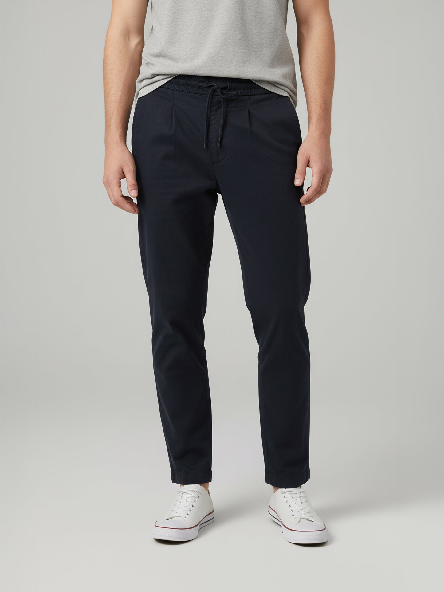 Celio* Men Black Solid Jogger Fit Cotton-Tencel-Blend Trousers