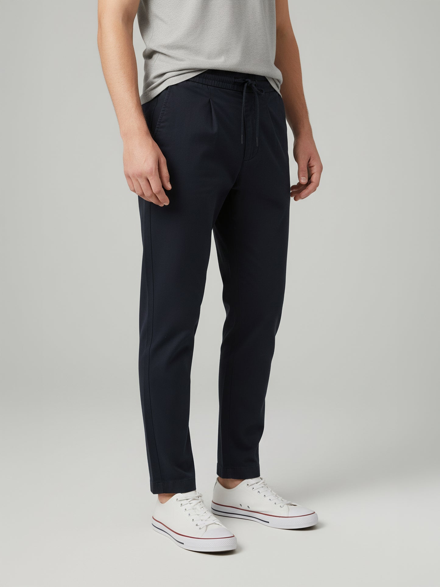 Celio* Men Black Solid Jogger Fit Cotton-Tencel-Blend Trousers