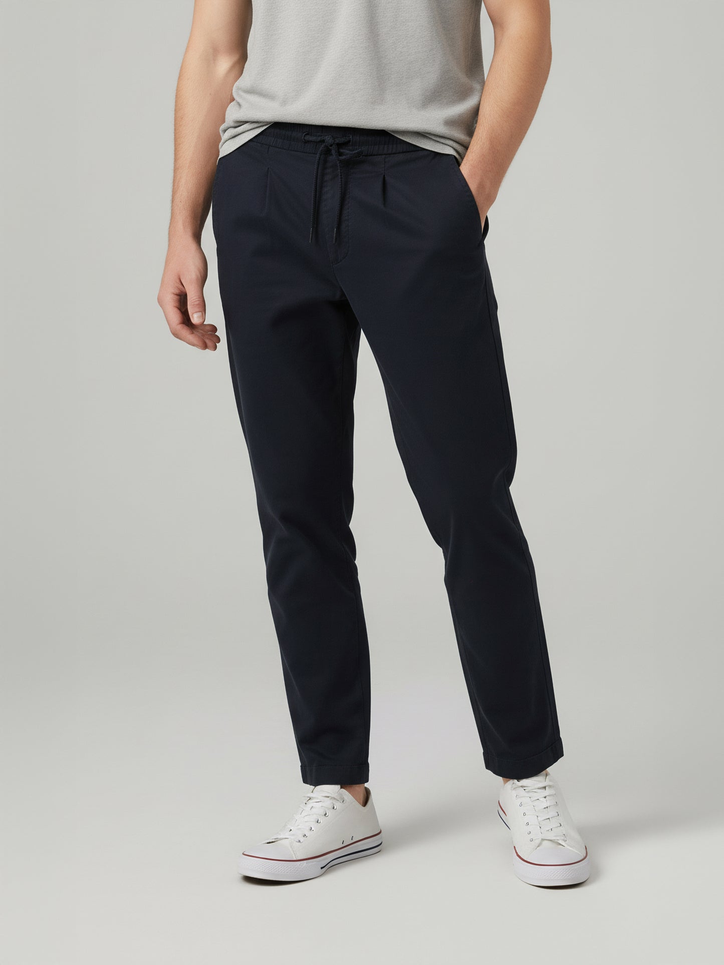 Celio* Men Black Solid Jogger Fit Cotton-Tencel-Blend Trousers