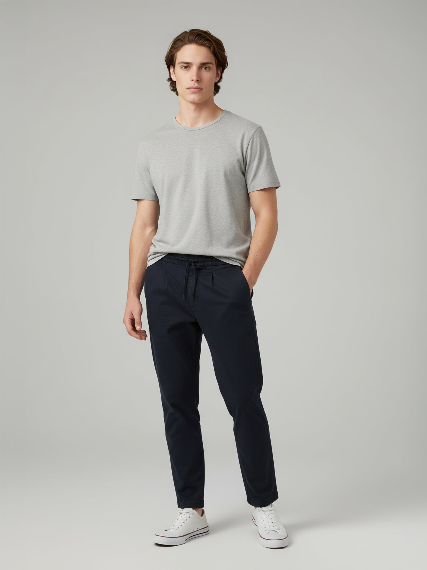 Celio* Men Black Solid Jogger Fit Cotton-Tencel-Blend Trousers