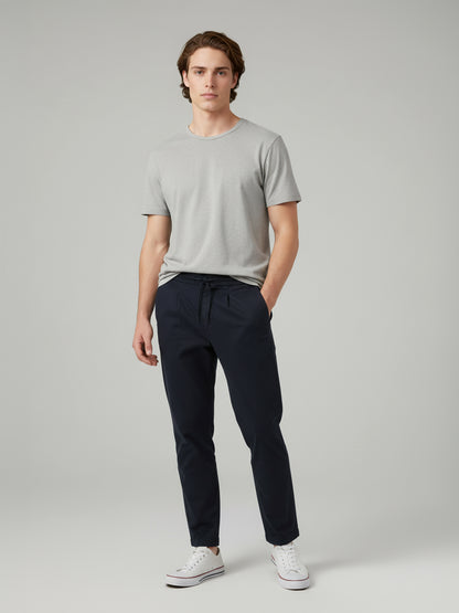 Celio* Men Black Solid Jogger Fit Cotton-Tencel-Blend Trousers