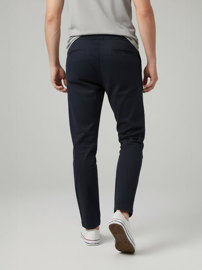 Celio* Men Black Solid Jogger Fit Cotton-Tencel-Blend Trousers