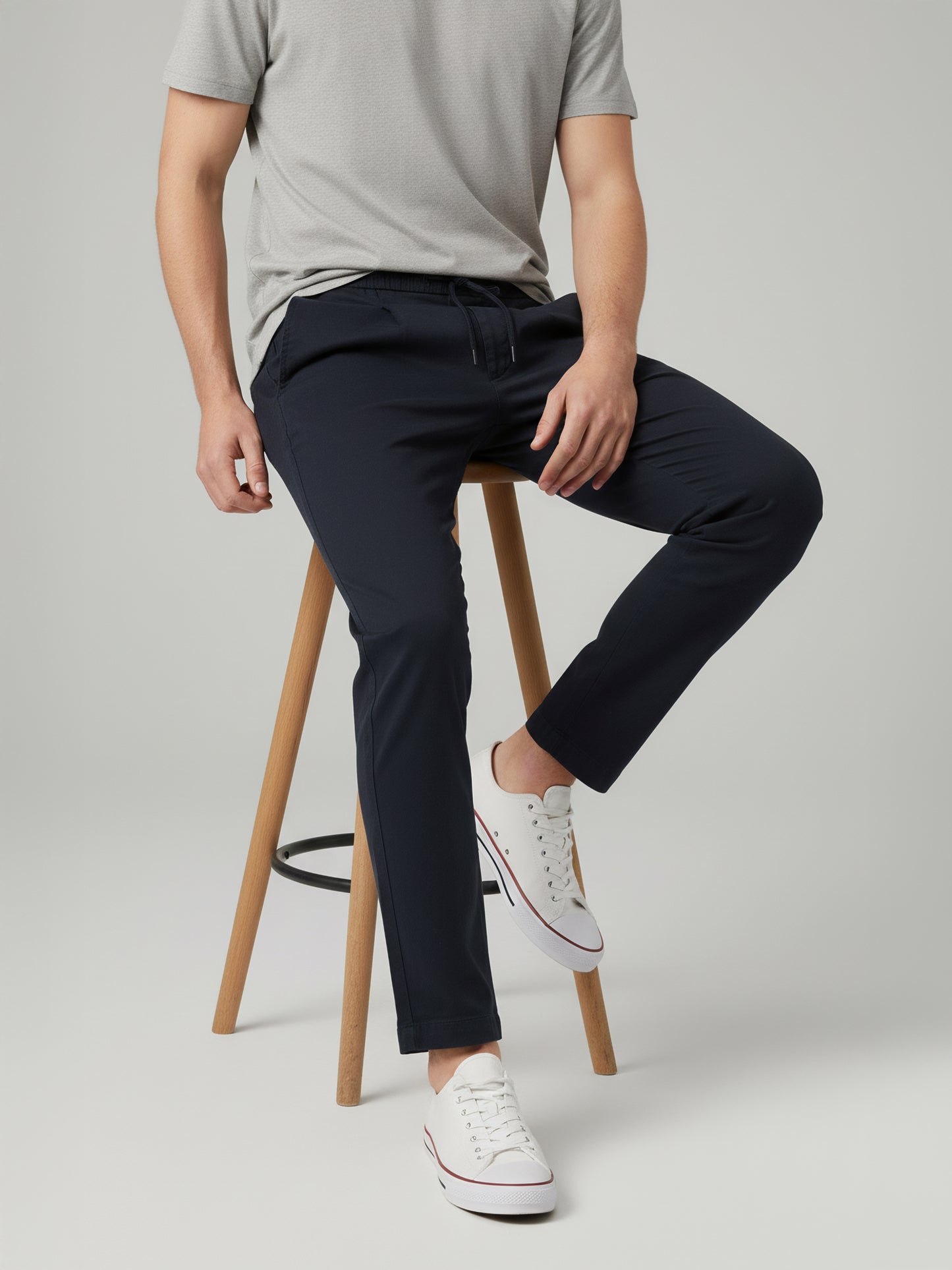 Celio* Men Black Solid Jogger Fit Cotton-Tencel-Blend Trousers