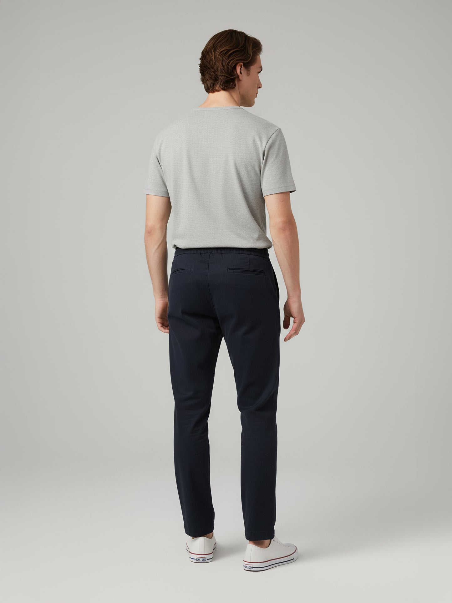 Celio* Men Black Solid Jogger Fit Cotton-Tencel-Blend Trousers
