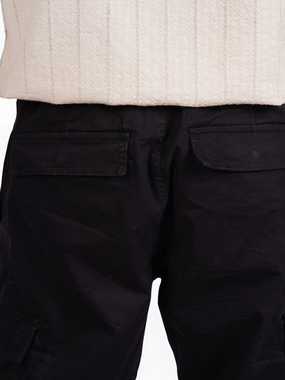 Celio* Men Black Solid Straight Fit Cotton Cargo