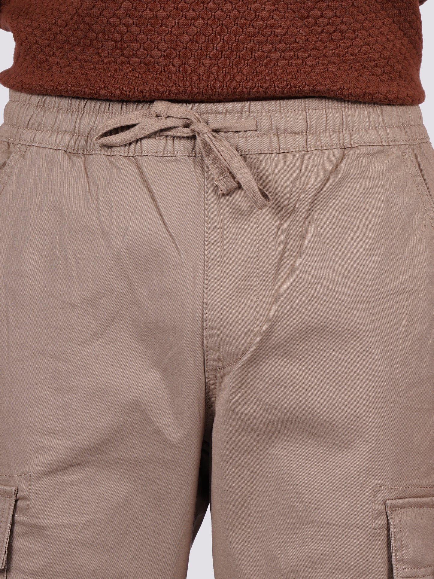 Celio Men Beige Solid Straight Fit Cotton Trousers