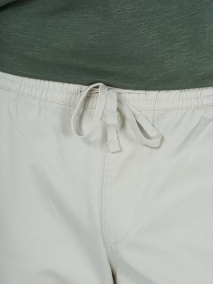 Celio Men White Solid Straight Fit Cotton Trousers