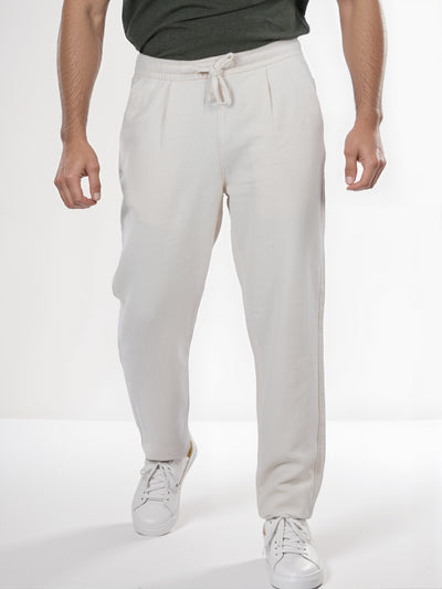 Celio* Men Beige Solid Straight Fit Cotton Trouser