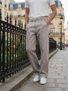 Celio* Men Beige Solid Baggy Fit Cotton Trousers