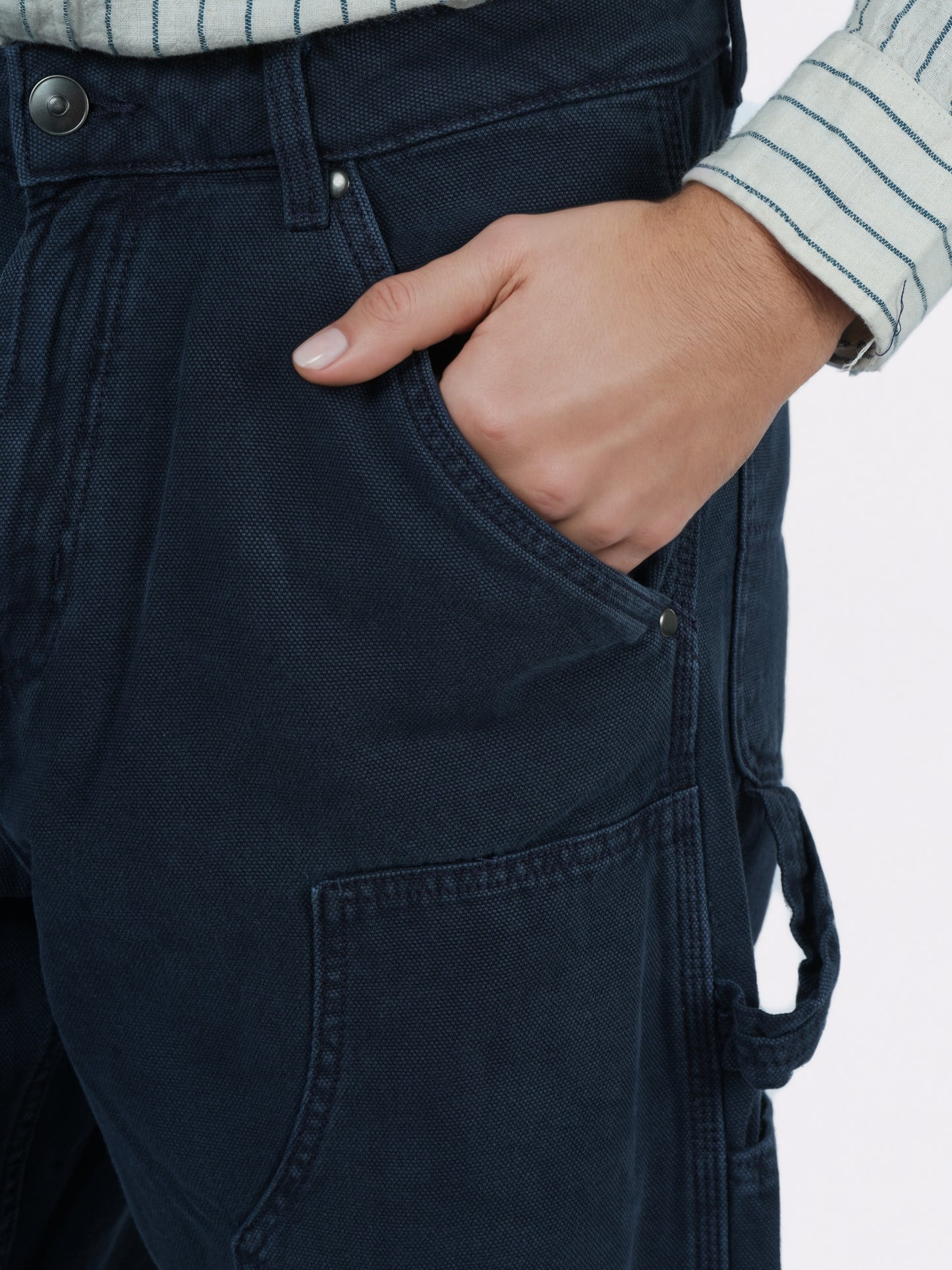 Celio* Men Blue Solid Baggy Fit Cotton Trousers