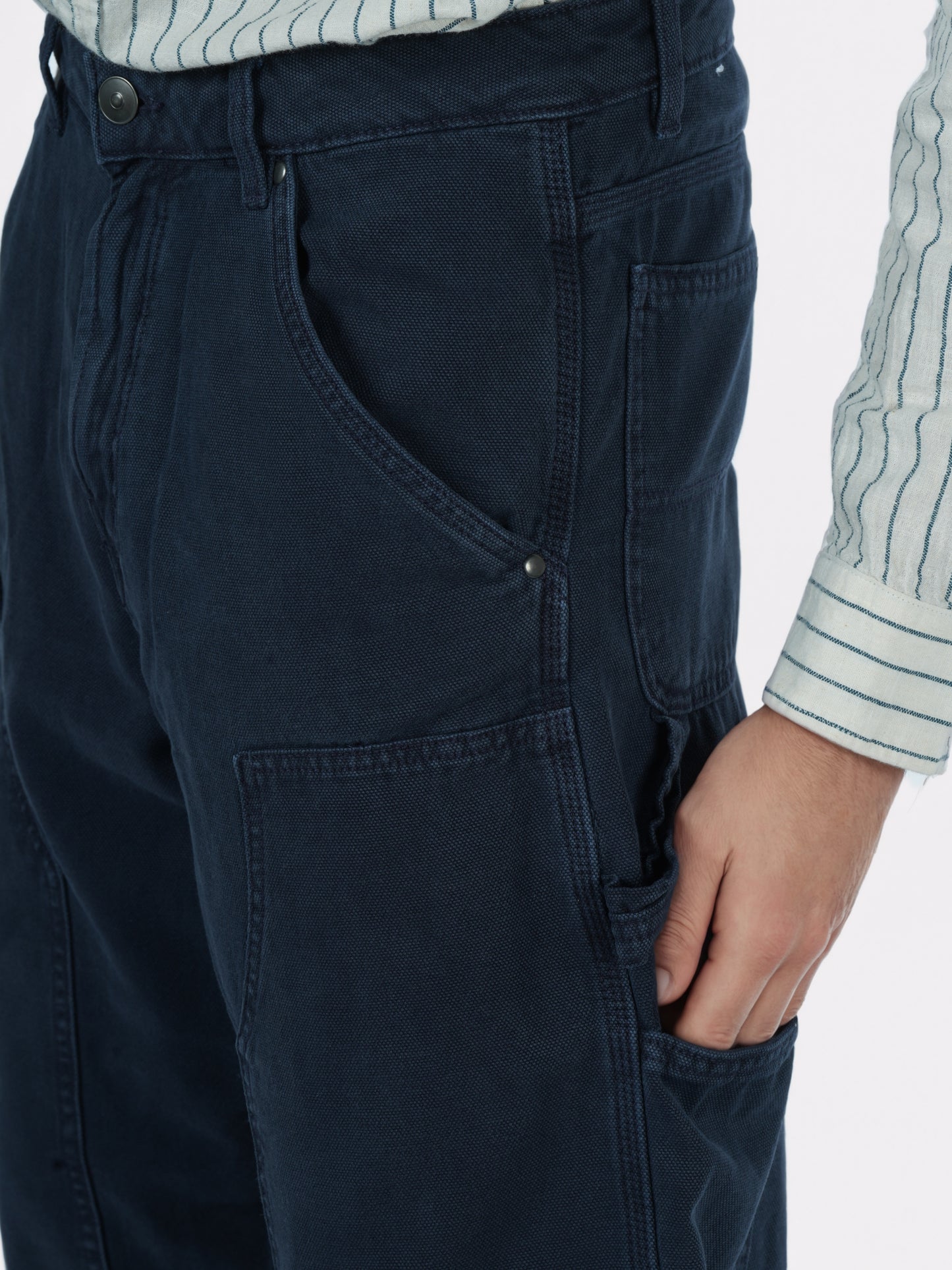 Celio* Men Blue Solid Baggy Fit Cotton Trousers