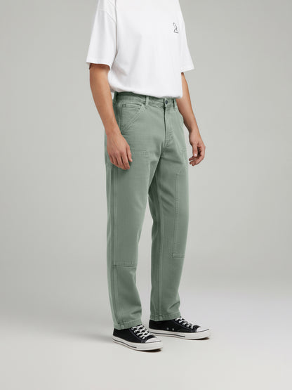 Celio* Men Olive Solid Relaxed Fit Cotton Trousers