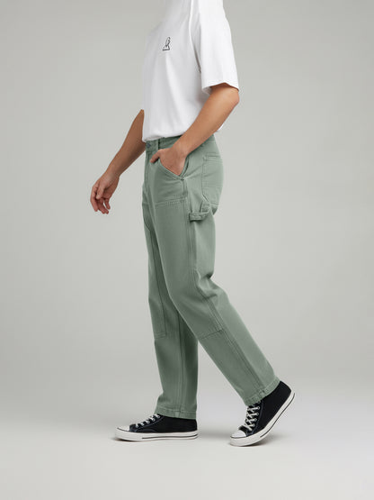 Celio* Men Olive Solid Relaxed Fit Cotton Trousers