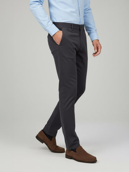 Celio* Men Grey Solid Straight Fit Cotton Trousers