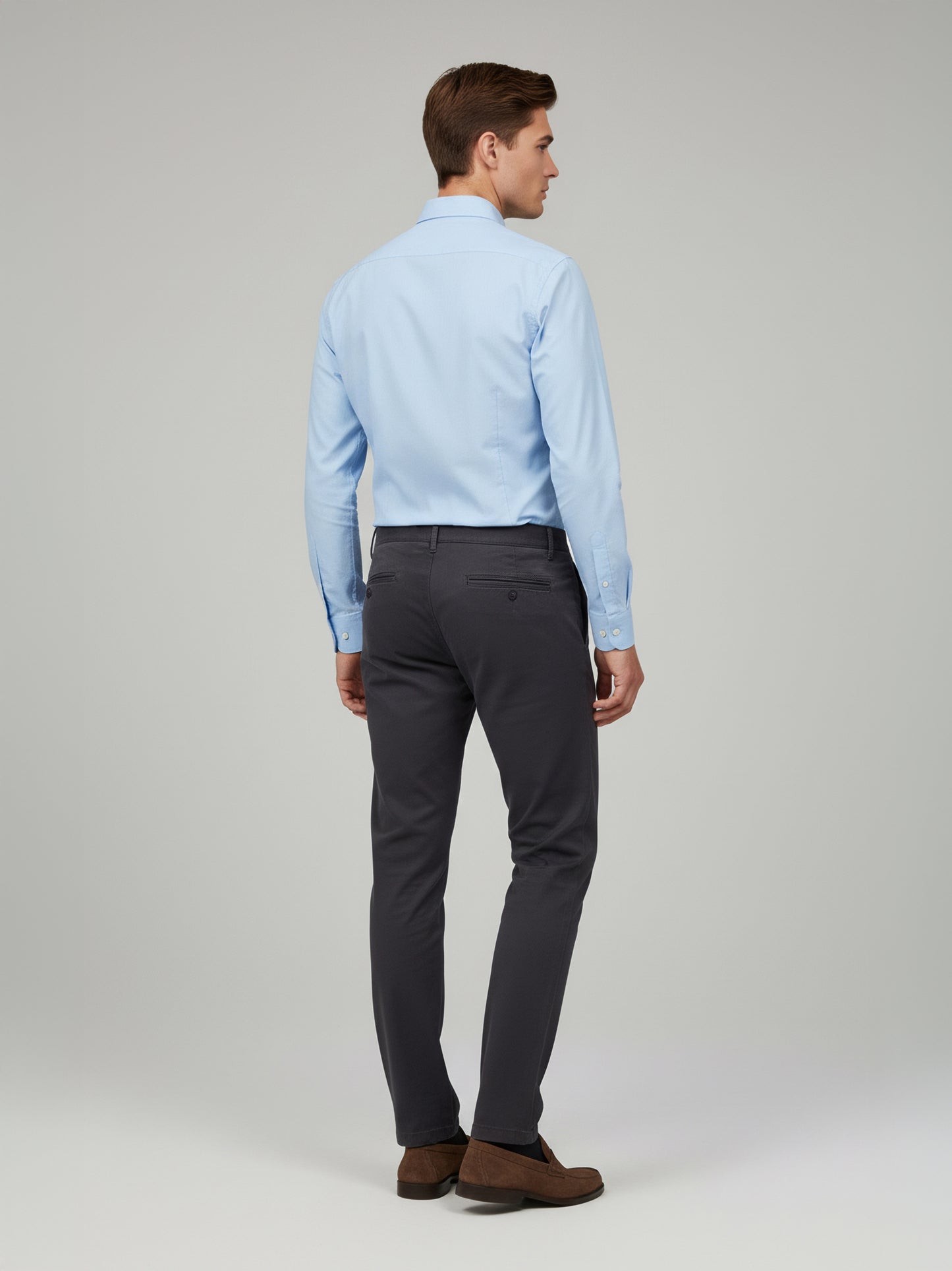 Celio* Men Grey Solid Straight Fit Cotton Trousers