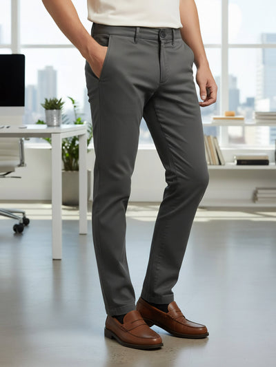 Celio* Cotton Solid Men Straight Fit Green Trousers