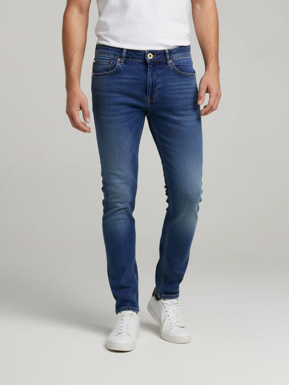 Celio* Men Blue Solid Slim Fit Cotton Jeans