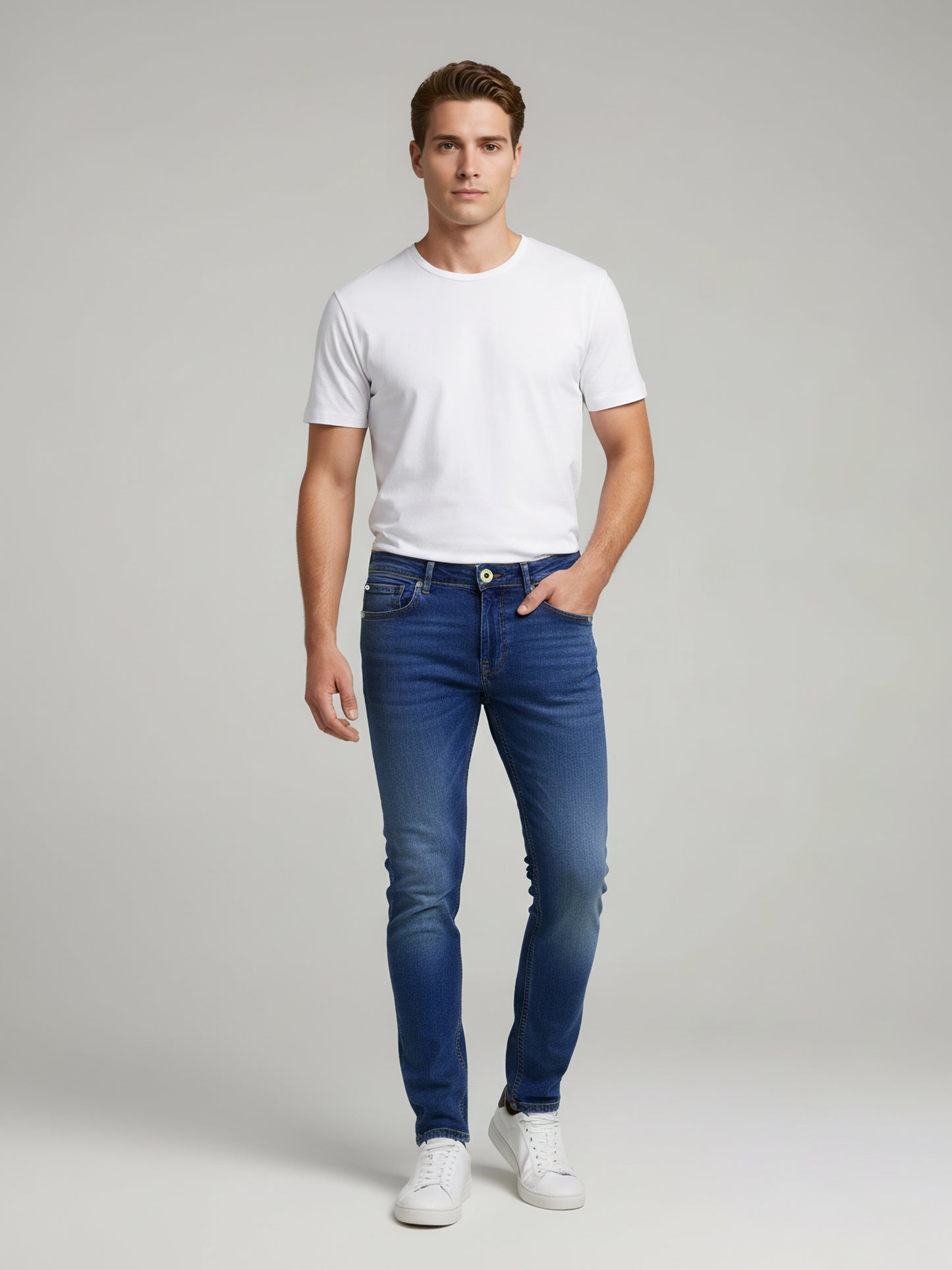 Celio* Men Blue Solid Slim Fit Cotton Jeans