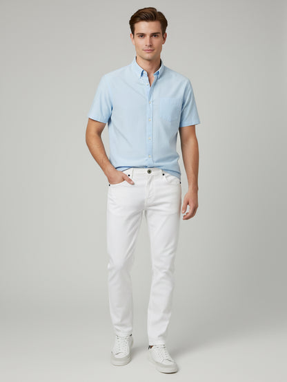 Celio* Men White Solid Straight Slim Cotton Jeans