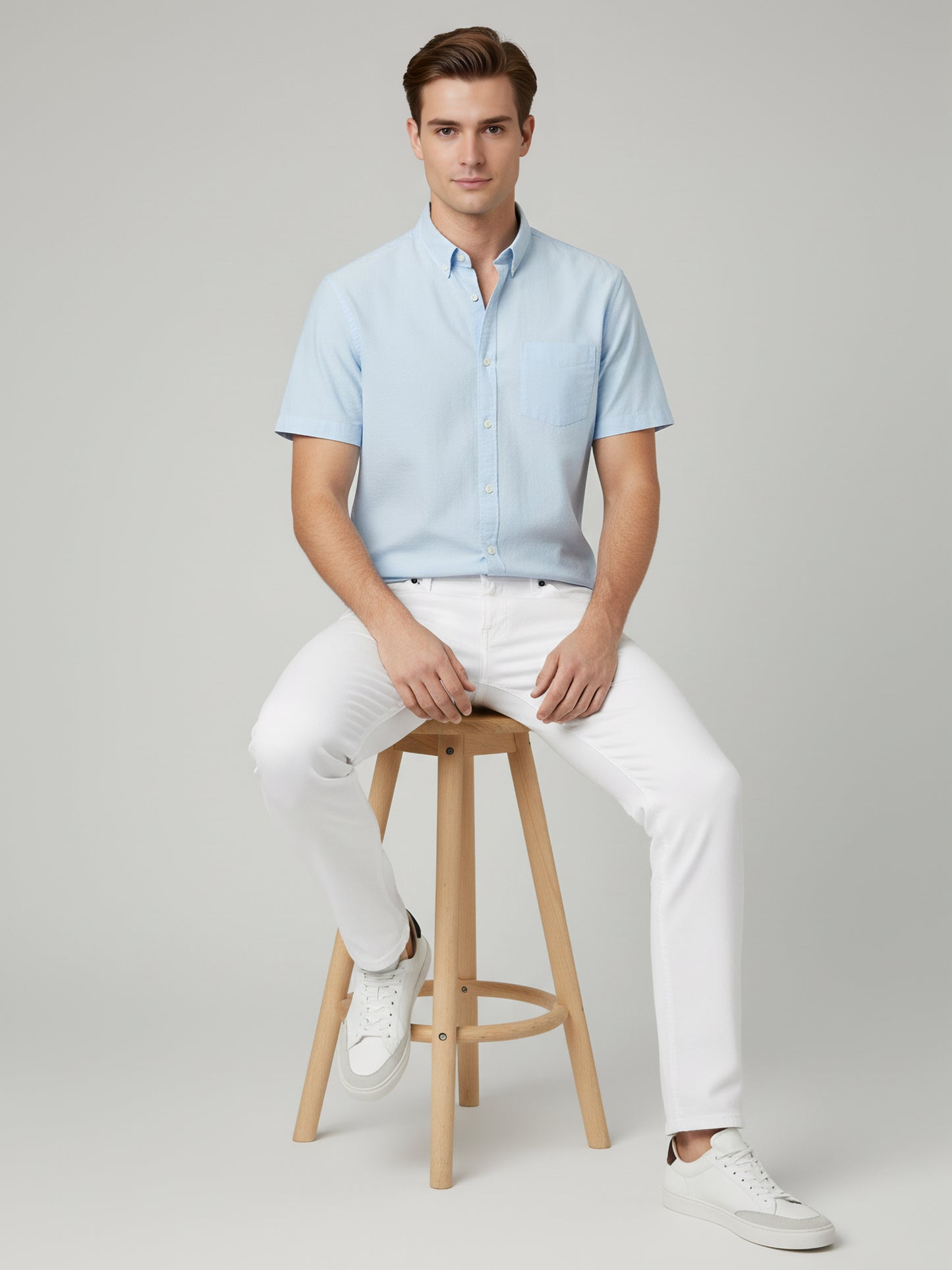 Celio* Men White Solid Straight Slim Cotton Jeans