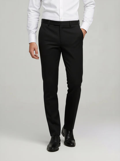Celio* Men Black Solid Slim Fit Cotton Trousers