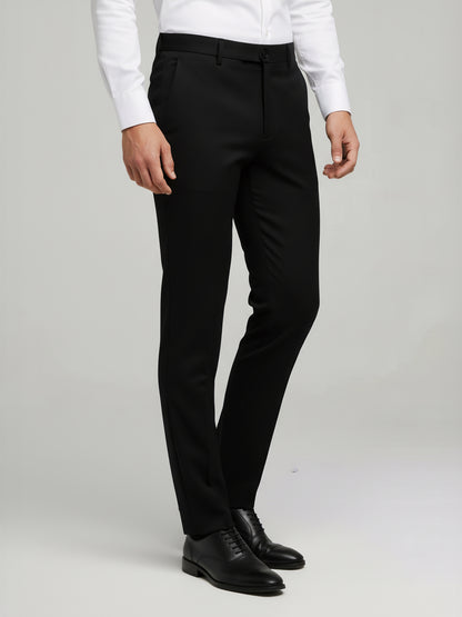 Celio* Men Black Solid Slim Fit Cotton Trousers