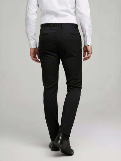 Celio* Men Black Solid Slim Fit Cotton Trousers