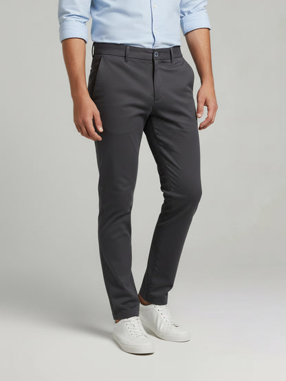 Celio* Men Grey Solid Slim Fit Cotton Trousers