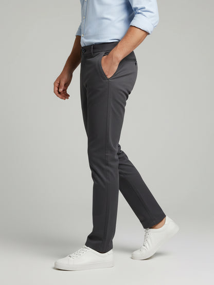 Celio* Men Grey Solid Slim Fit Cotton Trousers