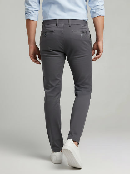 Celio* Men Grey Solid Slim Fit Cotton Trousers
