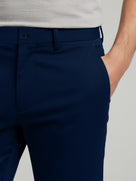 Celio* Men Navy Blue Solid Slim Fit Cotton Trousers