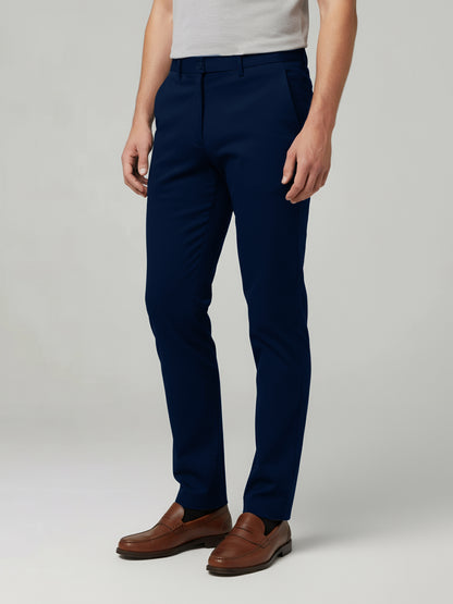 Celio* Men Navy Blue Solid Slim Fit Cotton Trousers