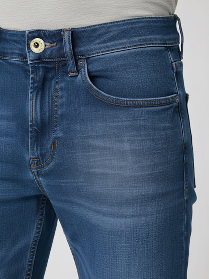 Celio Men Blue Solid Slim Fit Cotton-Blend Jeans