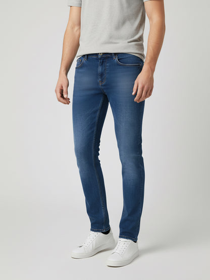 Celio Men Blue Solid Slim Fit Cotton-Blend Jeans