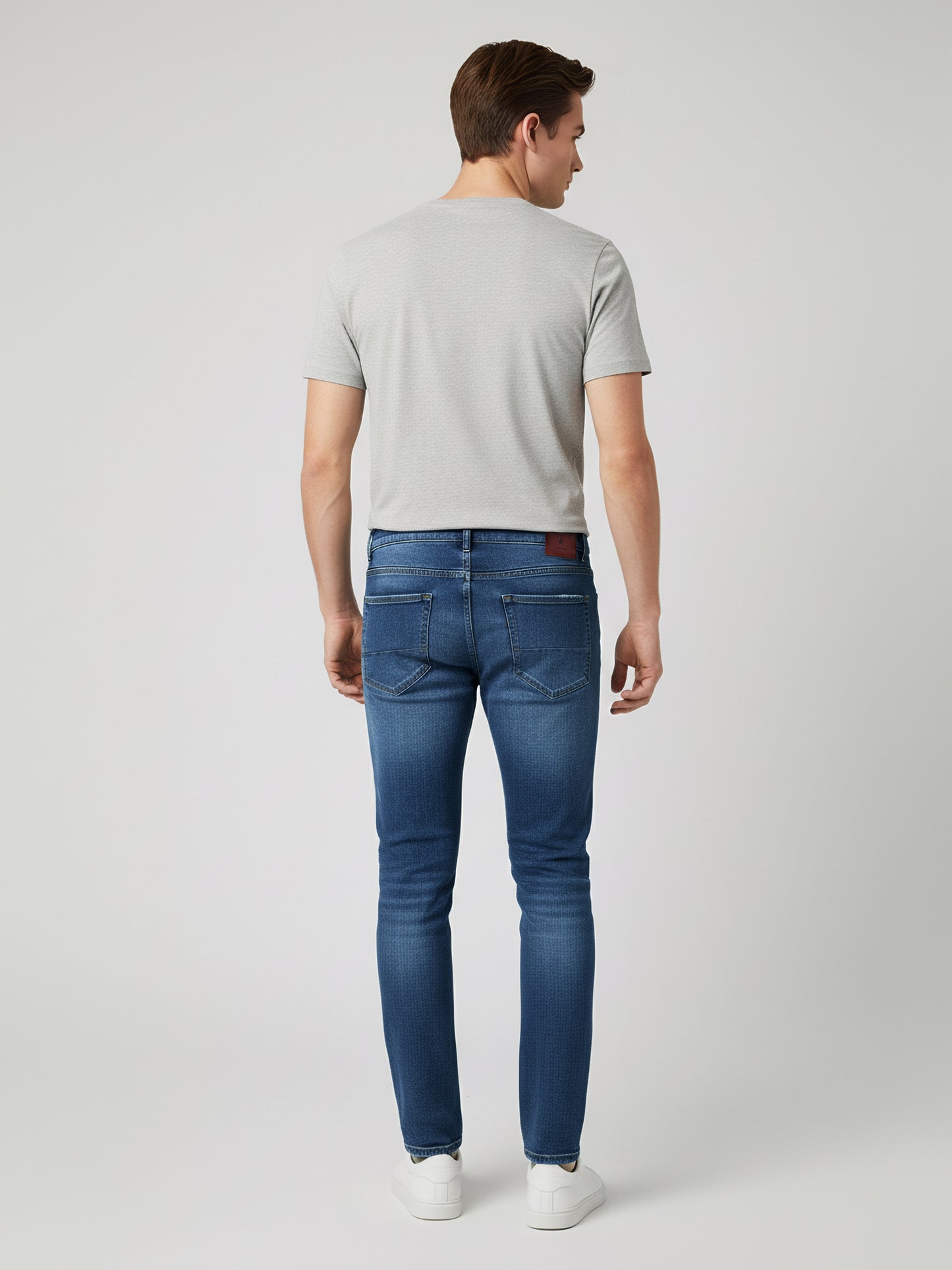 Celio Men Blue Solid Slim Fit Cotton-Blend Jeans