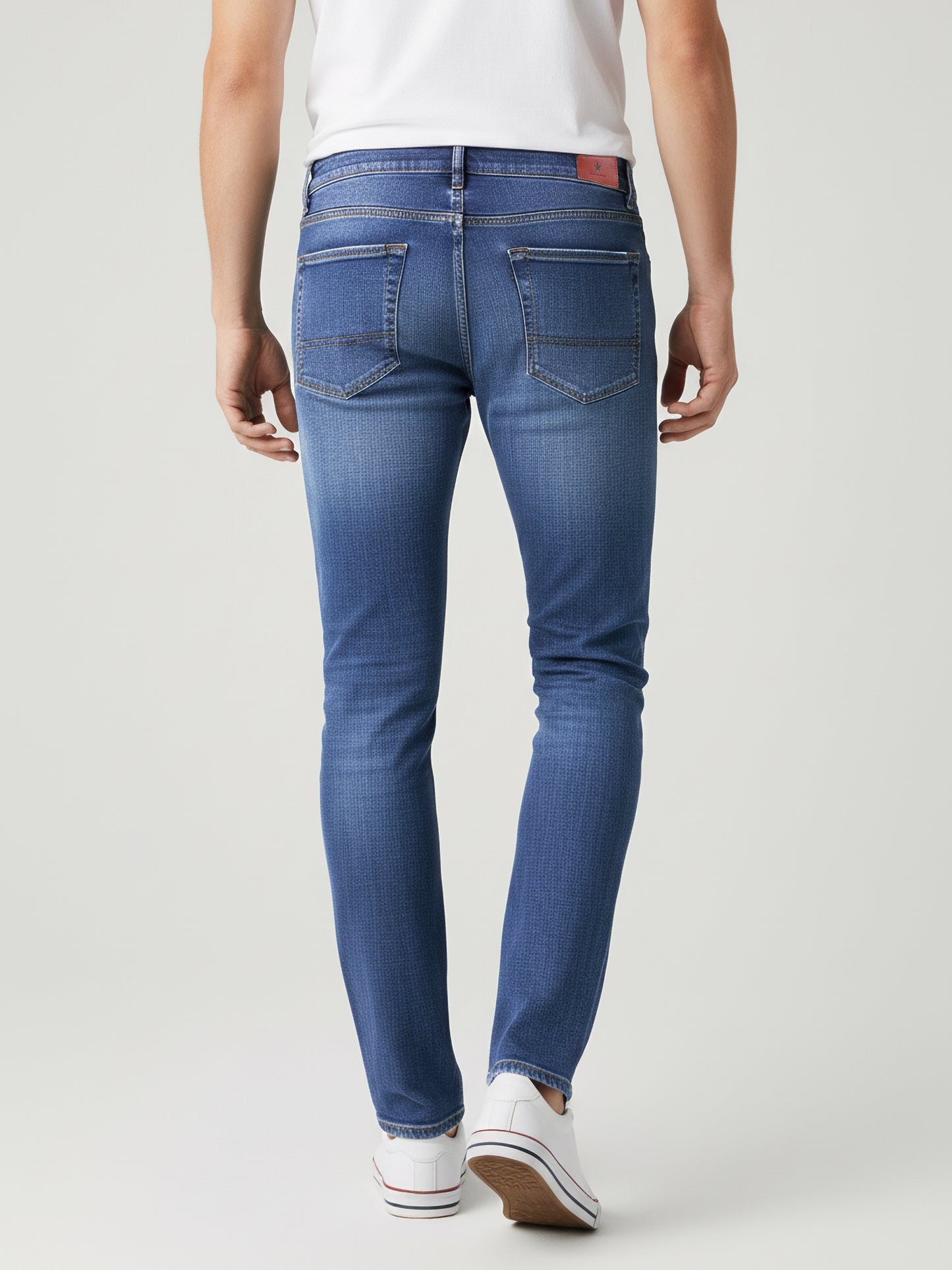 Celio Men Blue Solid Slim Fit Cotton-Blend Jeans