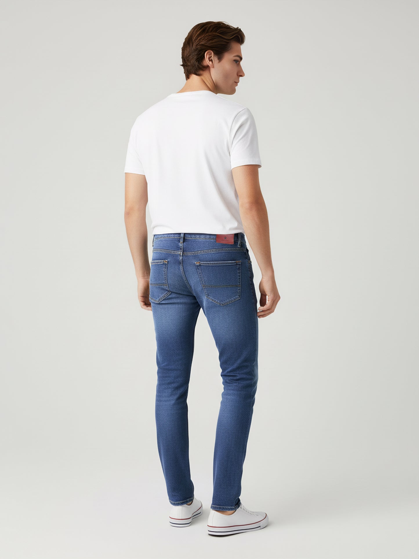 Celio Men Blue Solid Slim Fit Cotton-Blend Jeans