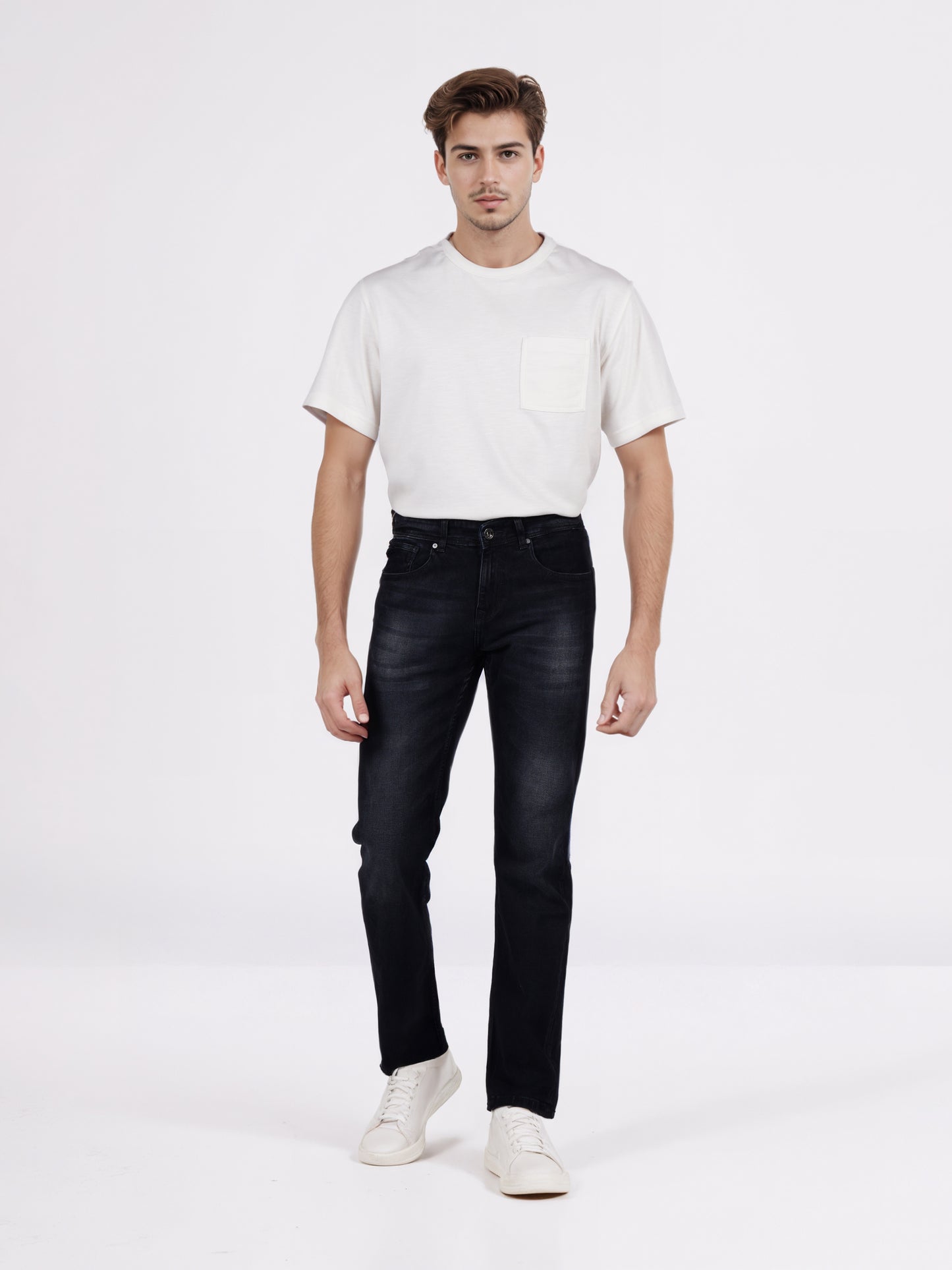 Celio* Men Black Solid Straight Fit Cotton Jeans