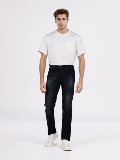 Celio* Men Black Solid Straight Fit Cotton Jeans