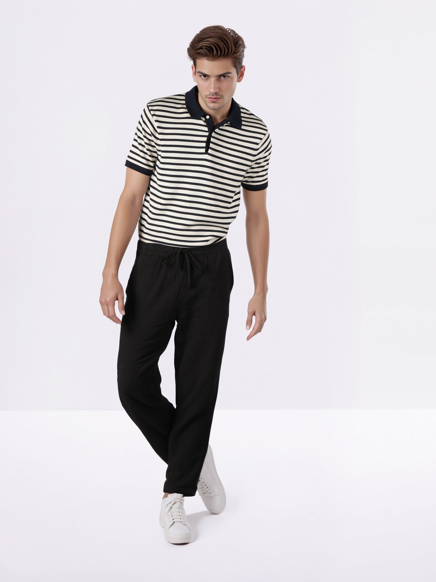 Celio* Men Black Solid Jogger Fit Cotton Trousers