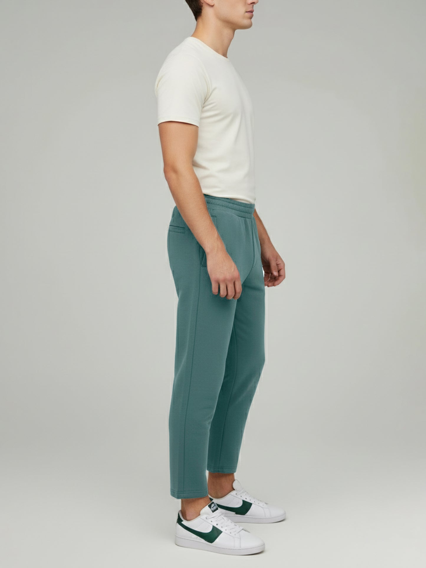 Celio* Men Green Solid Oversize Cotton Trousers