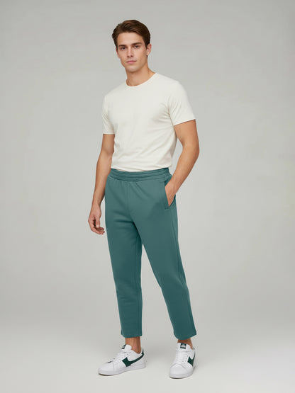 Celio* Men Green Solid Oversize Cotton Trousers
