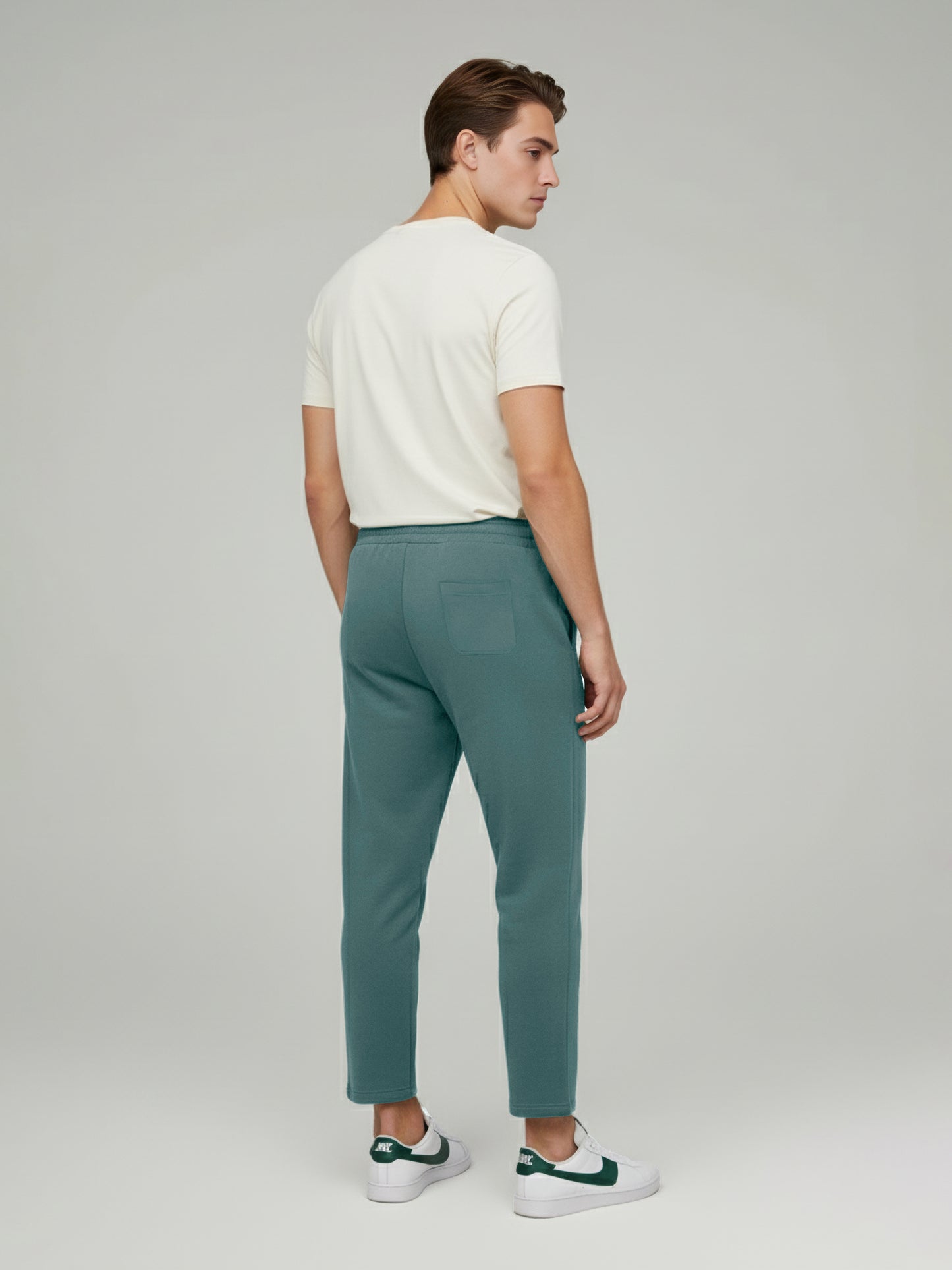 Celio* Men Green Solid Oversize Cotton Trousers