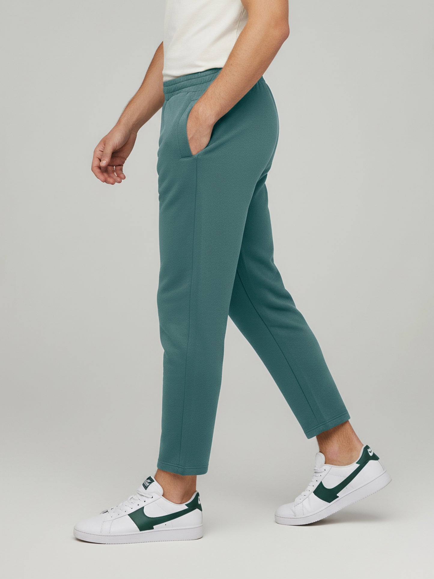 Celio* Men Green Solid Oversize Cotton Trousers