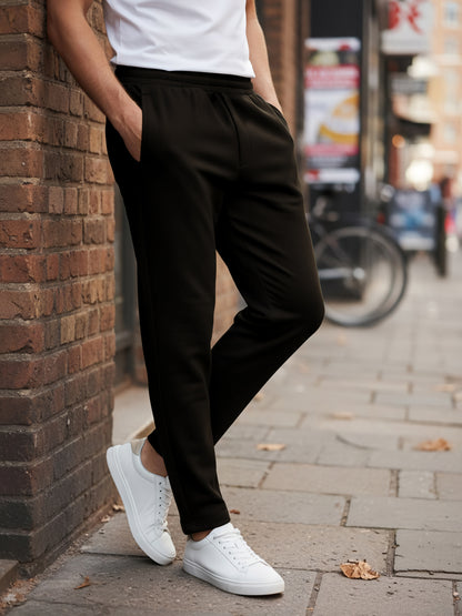 Celio* Men Black Solid Oversize Cotton Trousers