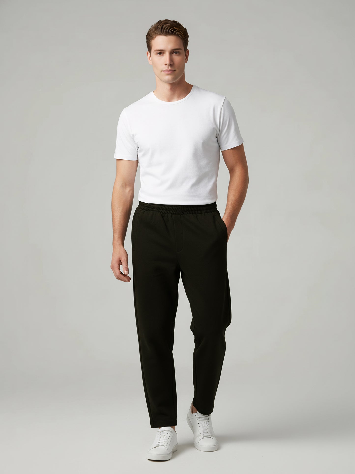 Celio* Men Black Solid Oversize Cotton Trousers