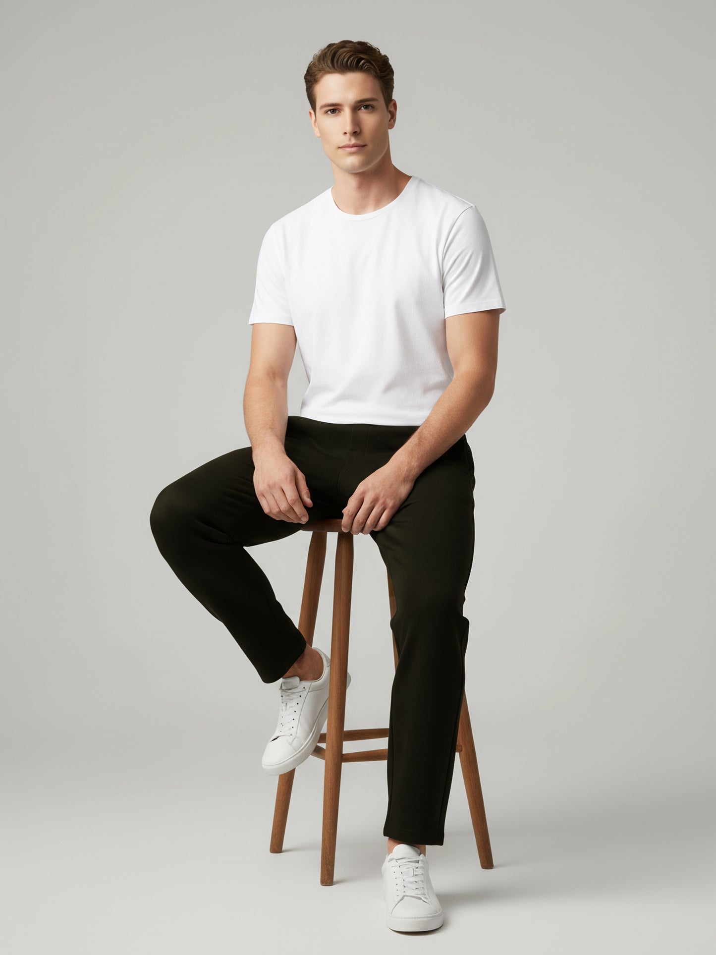 Celio* Men Black Solid Oversize Cotton Trousers