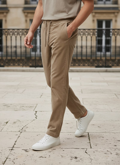 Celio* Men Brown Solid Loose Fit Cotton Trousers