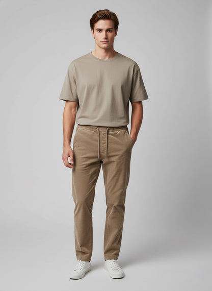Celio* Men Brown Solid Loose Fit Cotton Trousers