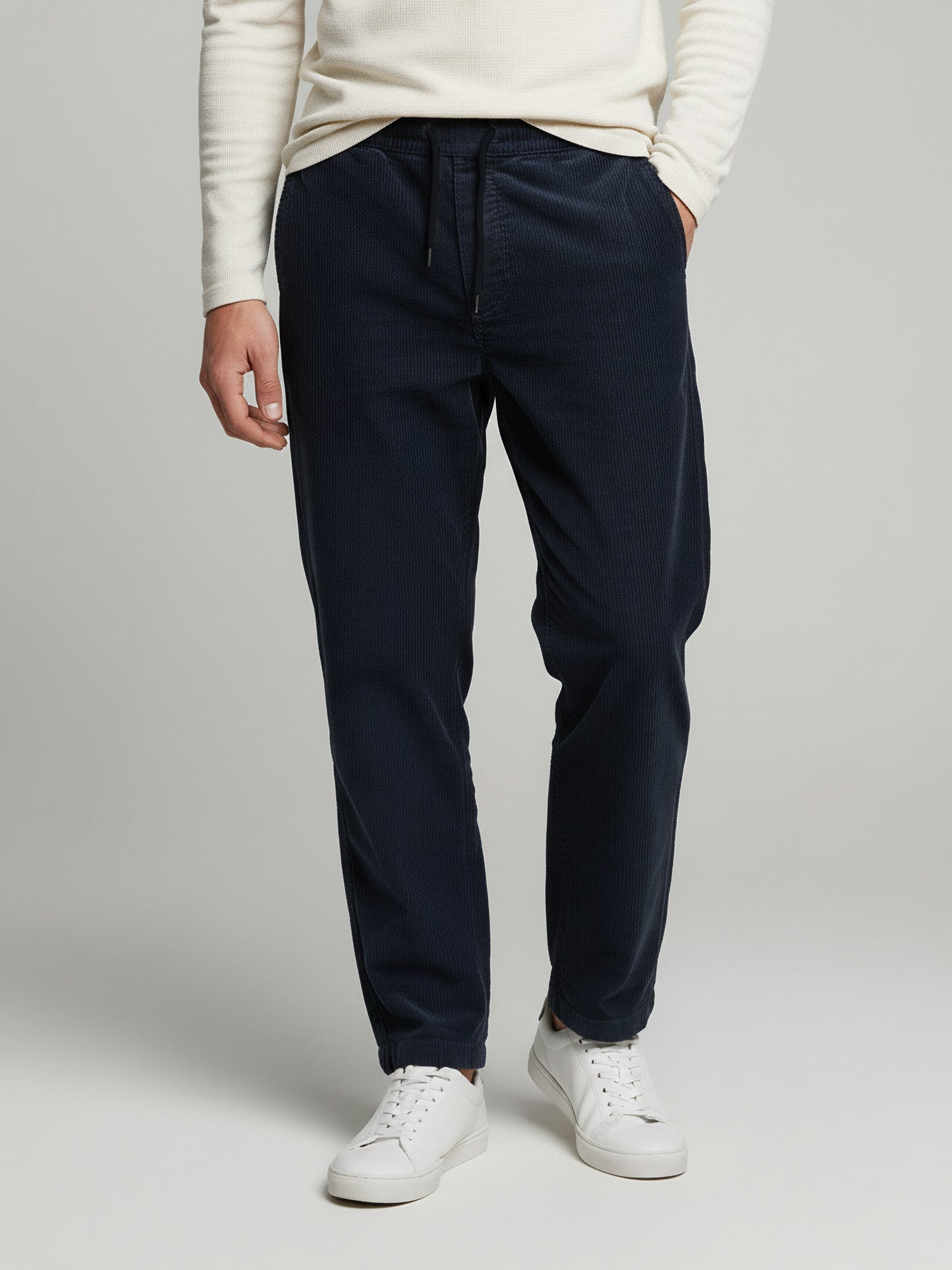 Celio* Men Blue Solid Loose Fit Cotton Trousers